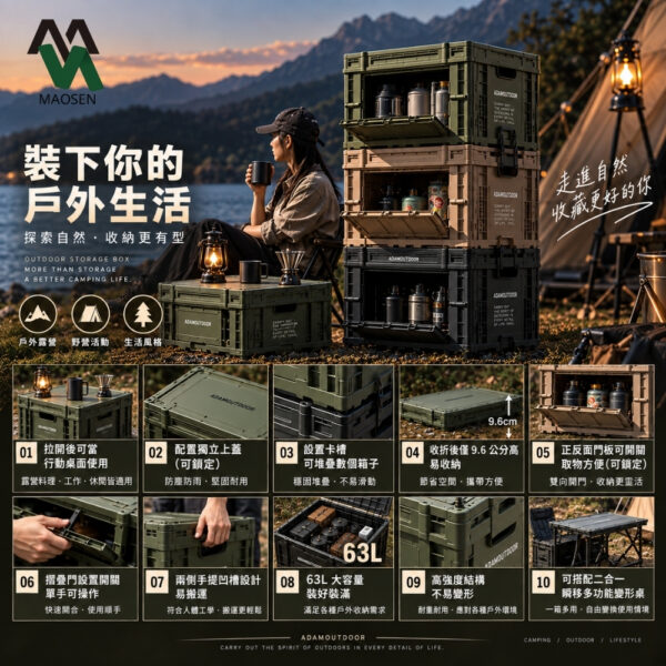 MAOSEN茂森 ADAM 重裝摺疊收納箱 63L大容量